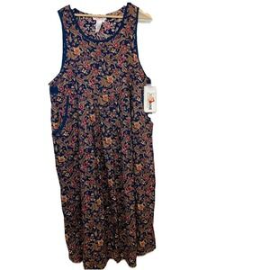 Maternity Long Paisley Jumper Dress Large Pockets Floral 100% Cotton Boho NEW